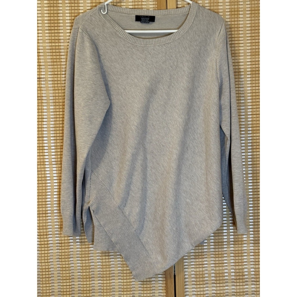 Verve Ami Womens XL Sweater Tan Heather Asymmetrical Hem Boho Coastal Preppy‎